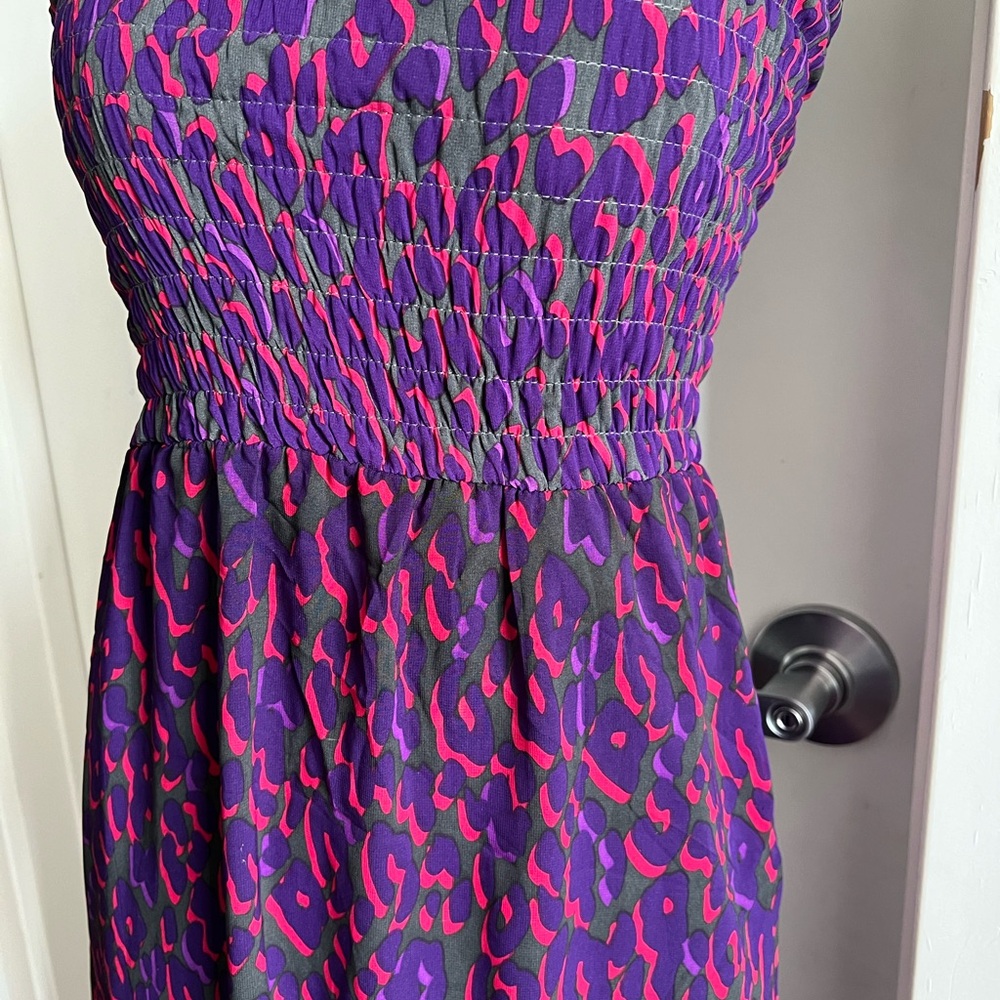 Wish strapless purple and hot pink cheetah print maxi